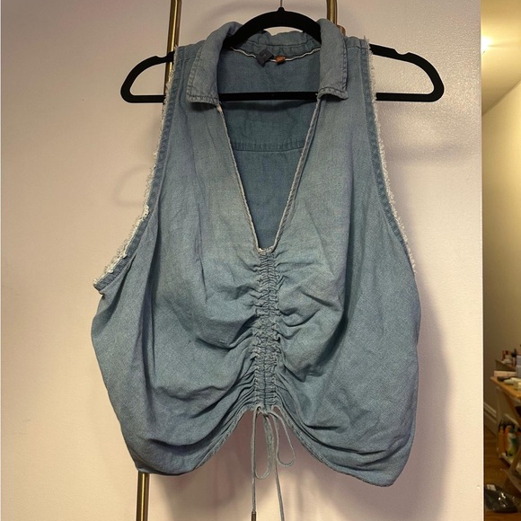 Blue Ruched Women's Top - Picture 2 of 8